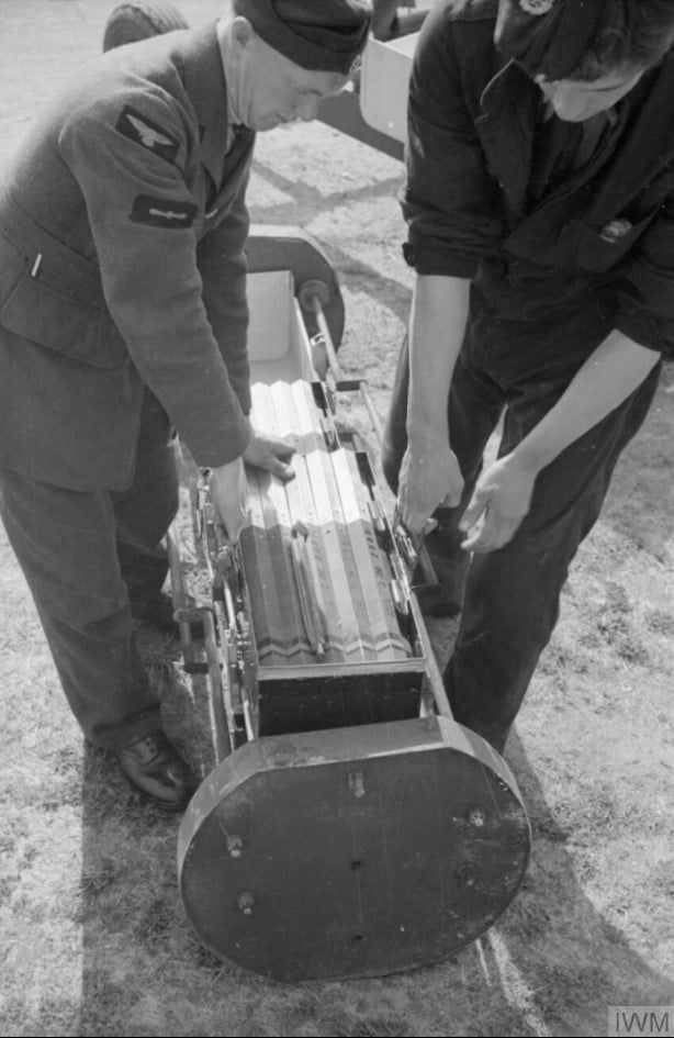 Small Bomb Container of 4lb Incendiary Bombs. Image credit: (Imperial War Museum