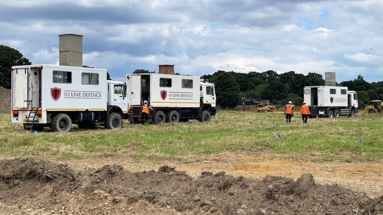 1st Line Defence operatives completing Intrusive UXO Surveys on a project at Orwell in Ipswich.