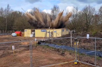 1st Line Defence UXO Disposal operation and the blast following detonation.