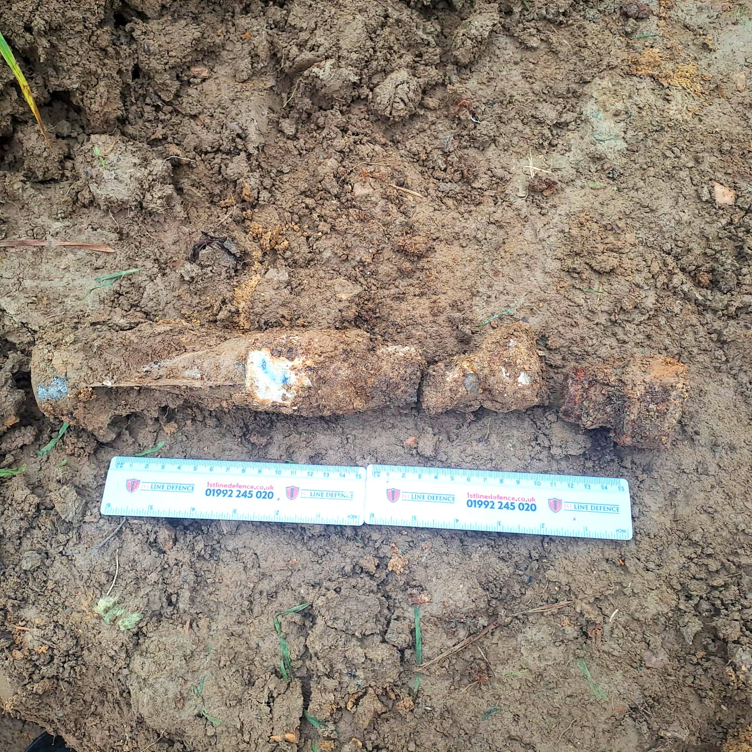 Image showing one of the expended 1kg German Incendiary Bombs discovered on-site by the Target Investigation team at East Sussex.