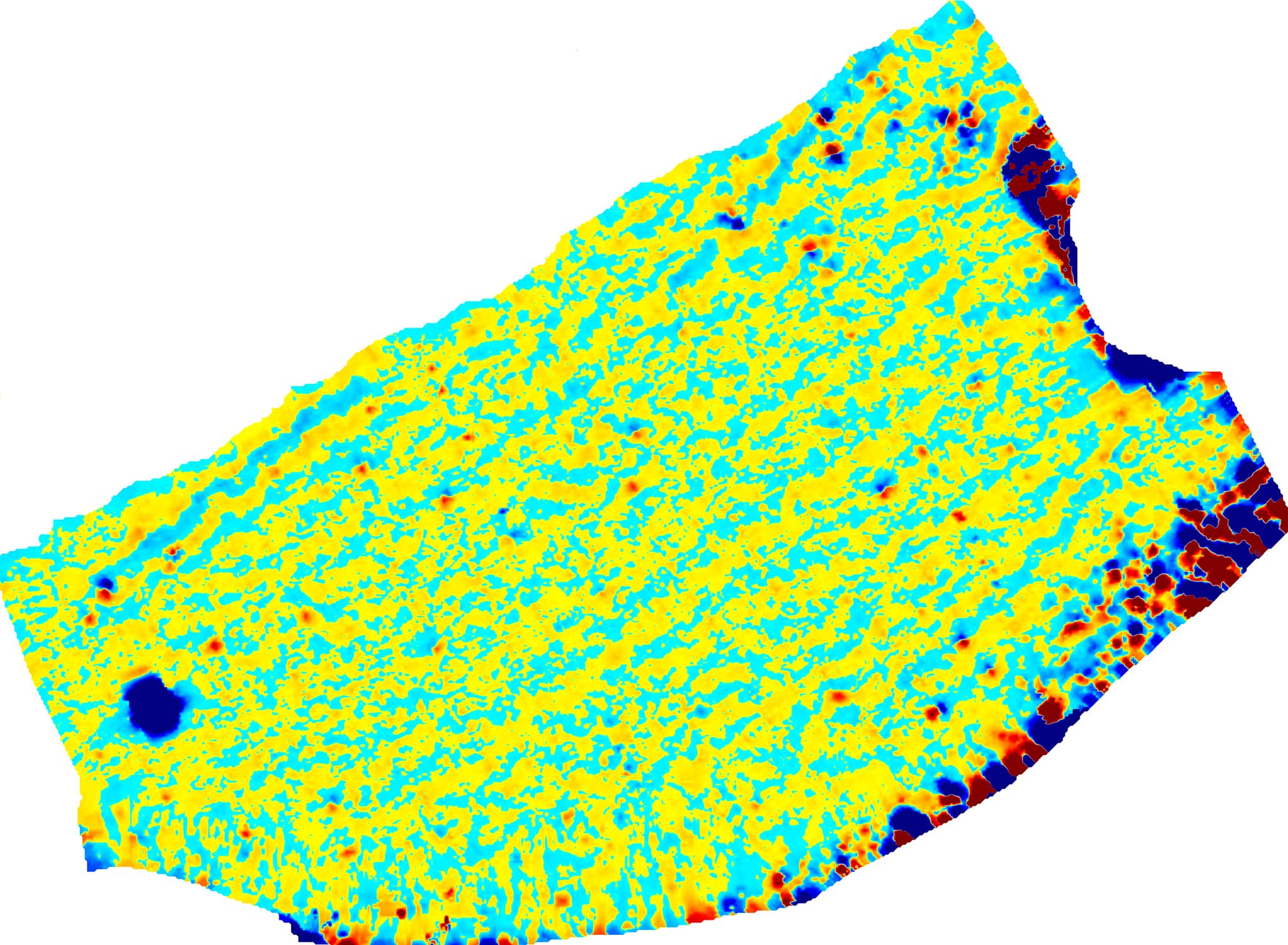 Data visualisation of the contamination discovered following a Non-intrusive UXO Survey.